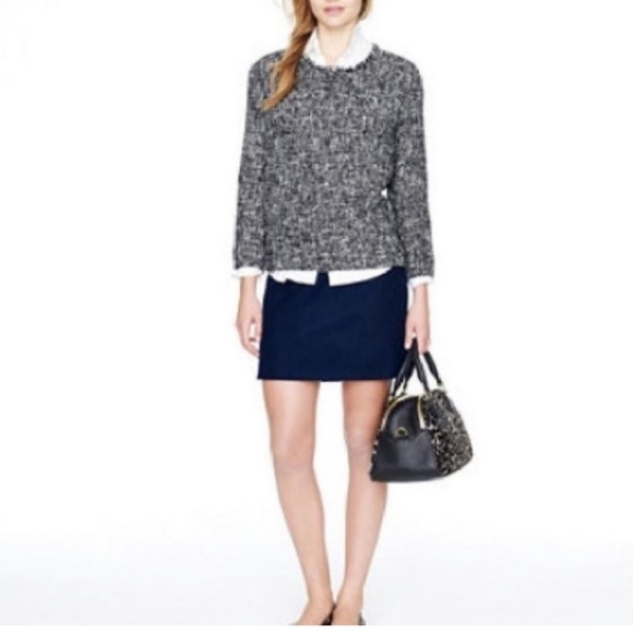 J. CREW Mica Mini Skirt Blue Metallic Mini Linen Blends Short Navy - Picture 9 of 10